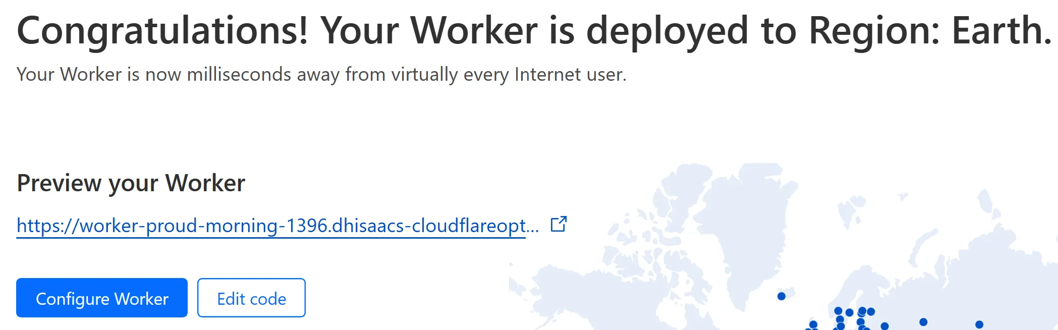 Cloudflare Workers 部署成功后的编辑页面